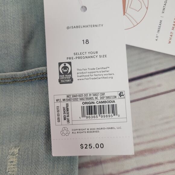 Isabel Midi Short Blue Size 18 Maternity Shorts Ingrid + Isabel - Picture 6 of 6